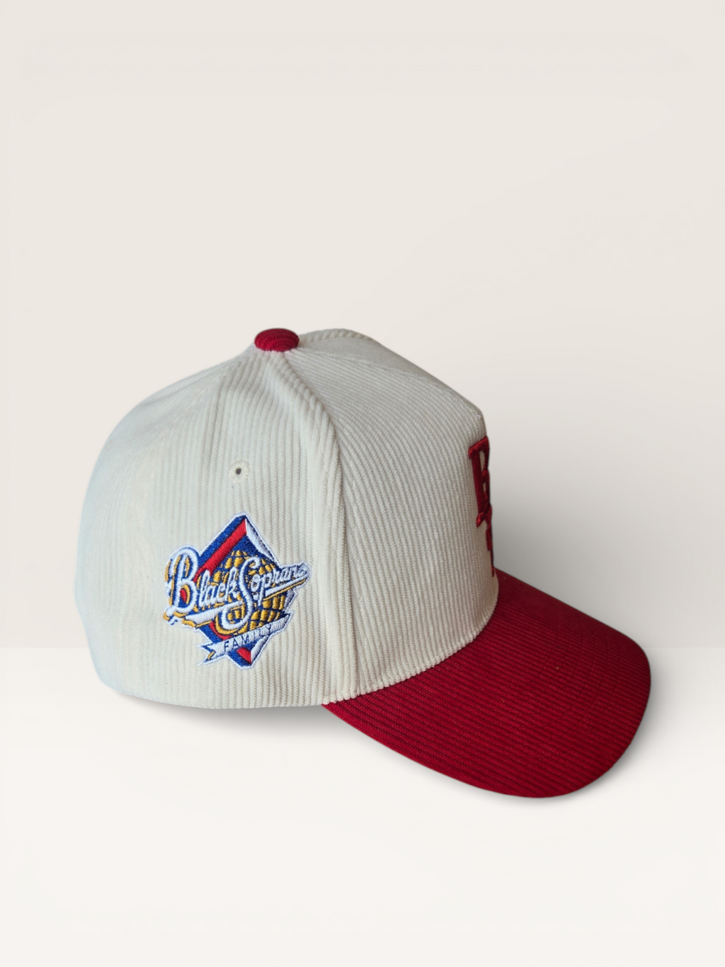 BSF Red & White Corduroy Snapback Hat